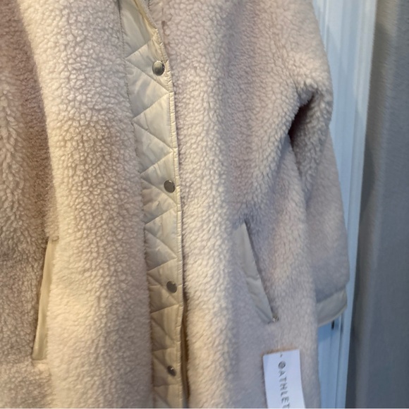 NWT Athleta  Long Cozy Sherpa Coat Jacket,  Cream  Color SIZE M Quilted - Picture 5 of 16